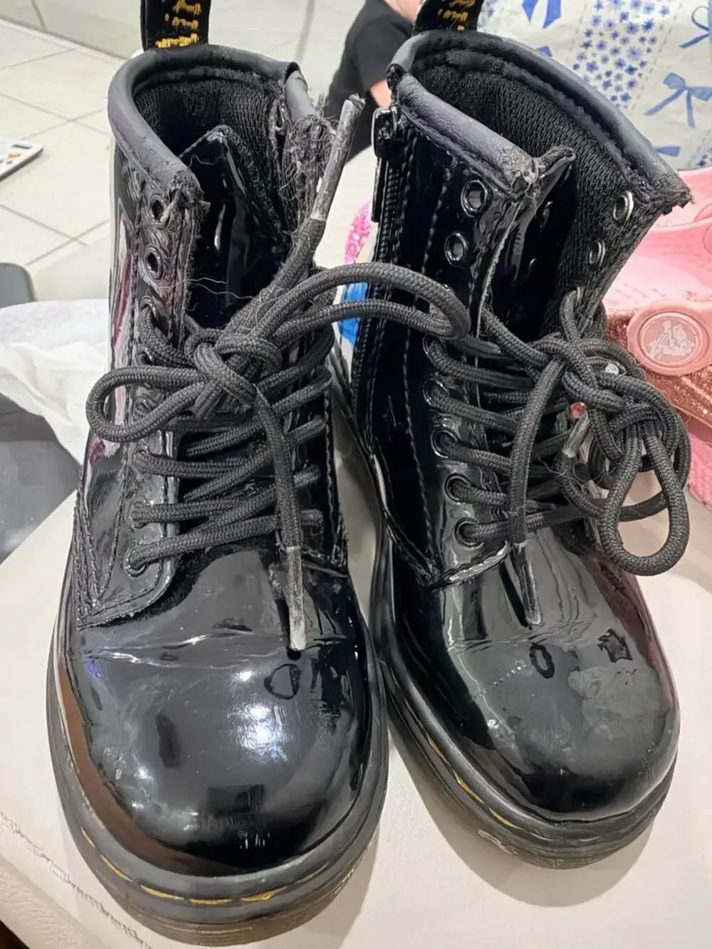 Dr. Martens 1460 T Kids Size 7c US Black Patent Leather Boots